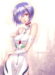 Rule 34 | 00s, 10s, 1girl, ayanami rei, bandages, bare shoulders, blue hair, bodysuit, breasts, copyright name, evangelion: 1.0 you are (not) alone, evangelion: 3.0 you can (not) redo, medium breasts, neon genesis evangelion, nishimura eri, plugsuit, rebuild of evangelion, red eyes, short hair, solo