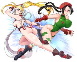 Rule 34 | 2girls, ass, breasts, cammy white, capcom, cosplay, costume switch, crossover, fatal fury, large breasts, long hair, multiple girls, shiranui mai, snk, street fighter, the king of fighters