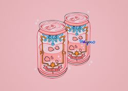 Rule 34 | artist name, can, crescent moon, drink, drink can, heart, meyoco, moon, no humans, original, pink background, see-through, simple background, soda can, sparkle, sun