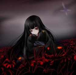 Rule 34 | 00s, blunt bangs, enma ai, flower, hime cut, japanese clothes, jigoku shoujo, solo, spider lily