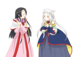 Rule 34 | 00s, albino, black hair, chinese clothes, code geass, happy, japanese clothes, long hair, lowres, own hands clasped, own hands together, pale skin, red eyes, sumeragi kaguya, tianzi, white hair