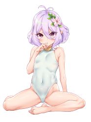 Rule 34 | 1girl, absurdres, antenna hair, bare shoulders, barefoot, blush, breasts, collarbone, covered navel, elf, feet, flower, hair between eyes, hair flower, hair ornament, highleg, highleg swimsuit, highres, huge filesize, kokkoro (princess connect!), legs, looking at viewer, mushi024, navel, one-piece swimsuit, open mouth, pink eyes, pointy ears, princess connect!, seiza, silver hair, simple background, sitting, small breasts, smile, swimsuit, thighs, white background, white flower, white one-piece swimsuit