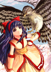 Rule 34 | 1girl, ainu clothes, blue hair, breasts, fingerless gloves, gloves, hair ribbon, legs, long hair, looking at viewer, mamahaha, medium breasts, nakoruru, pants, pink eyes, ribbon, samurai spirits, smile, snk, solo, the king of fighters, thighs