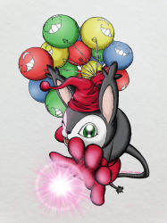 Rule 34 | balloon, digimon, energy, gloves, highres, one eye closed, opossum, opossummon, tail, wink