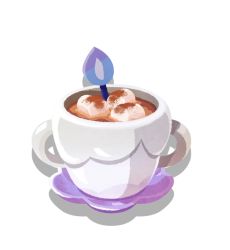 Rule 34 | artist request, creatures (company), cup, drink, food, food focus, game freak, gen 5 pokemon, hot chocolate, litwick, marshmallow, nintendo, no humans, official art, pokemon, pokemon (creature), pokemon cafe remix, saucer, simple background, solo, spoon, teacup, transparent background