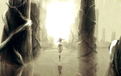 Rule 34 | 1girl, bad id, bad pixiv id, caoth, creepy, hat, horror (theme), original, reflection, solo, stone, walking, walking on liquid, water, witch