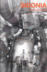 Rule 34 | 1girl, air conditioner, arms behind back, black hair, breasts, cable, chinese commentary, english text, highres, hoshijiro shizuka, industrial pipe, leaning back, looking away, machinery, plugsuit, scenery, science fiction, short hair, sidonia (ship), sidonia no kishi, solo, stairs, standing, standing on one leg, tube, ventilation fan, ventilator, ya yan