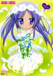 Rule 34 | 00s, bouquet, bridal veil, bride, dress, flower, hiiragi kagami, lucky star, solo, ueno chiyoko, veil, wedding dress