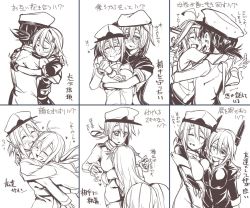 Rule 34 | 10s, 6+girls, ahoge, bad id, bad twitter id, between breasts, blush, breasts, chart, closed eyes, commentary request, eyepatch, female admiral (kancolle), greyscale, hair ornament, hairclip, haruna (kancolle), hat, head between breasts, headgear, heart, hug, kage (kagetuki00), kantai collection, kiso (kancolle), kongou (kancolle), large breasts, long hair, monochrome, multiple girls, open mouth, satsuki (kancolle), shigure (kancolle), short hair, smile, sweat, tenryuu (kancolle), translation request, yuri