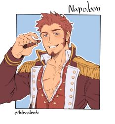 Rule 34 | 1boy, abs, absurdres, bara, blue eyes, blush, brown hair, cigar, collarbone, cropped torso, cross scar, epaulettes, facial hair, fate/grand order, fate (series), fringe trim, goatee, highres, holmy (holmesdmode), jacket, large pectorals, long sideburns, long sleeves, male focus, mature male, military, military uniform, muscular, muscular male, napoleon bonaparte (fate), nipples, open clothes, open jacket, open shirt, partially unbuttoned, pectoral cleavage, pectorals, scar, scar on chest, short hair, sideburns, smile, solo, uniform