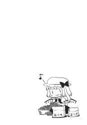Rule 34 | &gt;:), 1girl, ascot, bell pepper, bowl, chibi, comic, fang, flandre scarlet, greyscale, hat, highres, megumiya, mob cap, monochrome, musical note, pepper, puffy short sleeves, puffy sleeves, quaver, sack, short sleeves, side ponytail, simple background, solo, touhou, translation request, white background, wings, | |
