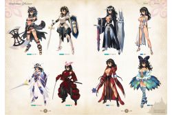 Rule 34 | 1girl, animal hood, axe, battle axe, breasts, character name, cleavage, dark skin, dungeon travelers 2, full body, highres, hood, leotard, mace, official art, page number, pantyhose, pelvic curtain, scan, simple background, spiked mace, spikes, striped clothes, striped thighhighs, thighhighs, weapon
