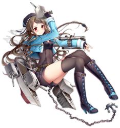 Rule 34 | 1girl, anchor, azur lane, belt, black bodysuit, black hair, black thighhighs, blue footwear, blue gloves, blue hat, blue jacket, blush, bodysuit, boots, braid, brown eyes, buckle, cannon, chain, closed mouth, covered navel, cropped jacket, cropped vest, cross-laced footwear, fingerless gloves, floating hair, full body, gloves, hair ornament, hairclip, hat, high heel boots, high heels, highres, holding, holding weapon, hollow eyes, jacket, kimberly (azur lane), knee boots, lace-up boots, long sleeves, multicolored hair, official art, open clothes, open jacket, parted bangs, partial bodysuit, pink hair, rigging, short shorts, shorts, side braid, sidelocks, solo, sousouman, suspenders, thighhighs, torpedo launcher, transparent background, unzipped, vest, weapon, wind, zipper