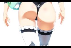 Rule 34 | 1girl, artist name, ass, ass focus, ball, beachball, fairy tail, from behind, gaston18, letterboxed, lower body, out of frame, simple background, solo, thighhighs, thighs, ultear milkovich, walking, white background, white thighhighs