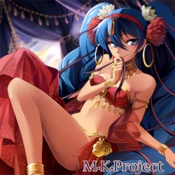 Rule 34 | 1girl, aqua eyes, aqua hair, bracelet, flower, hair flower, hair ornament, hairband, hatsune miku, hirococo, jewelry, legs, long hair, looking away, lowres, midriff, navel, necklace, pillow, sitting, smile, solo, twintails, very long hair, vocaloid