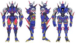Rule 34 | armor, digimon, digimon (creature), full armor, helmet, highres, horns, oridigi, ragnalordmon, solo, wings, x-antibody
