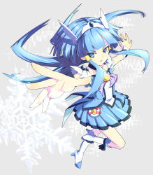 Rule 34 | 10s, 1girl, aoki reika, blue dress, blue eyes, blue hair, blue skirt, blue theme, boots, bow, bowtie, brooch, choker, cure beauty, dress, full body, grey background, hair tubes, head wings, hellnia, jewelry, knee boots, long hair, magical girl, matching hair/eyes, outstretched arms, precure, serious, sidelocks, skirt, smile precure!, solo, spread arms, tiara, white background, wings