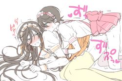 Rule 34 | 10s, 2boys, age difference, anal, blue eyes, blush, bow, brown hair, crossdressing, crying, horikawa kunihiro, izumi-no-kami kanesada, long hair, maid, male focus, male penetrated, multiple boys, open mouth, sex, size difference, skirt, smaller dominant, sweat, tagme, tayako, tears, text focus, thighhighs, touken ranbu, translation request, trap on trap, very long hair, wince, yaoi