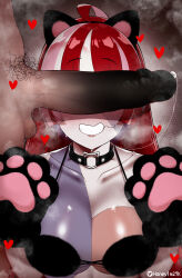 Rule 34 | 1boy, 1girl, absurdres, alternate breast size, animal ears, animal hands, black choker, breasts, cat ears, censored, choker, cleavage, clenched teeth, collarbone, colored skin, commentary, cum, english commentary, erection, fake animal ears, gloves, grey hair, grin, hetero, highres, hololive, hololive indonesia, honeymelon, kureiji ollie, large breasts, large penis, long hair, looking at penis, male pubic hair, multicolored hair, multicolored skin, nude, patchwork skin, paw gloves, penis, penis awe, penis on face, penis over eyes, pink hair, precum, pubic hair, red hair, smile, solo focus, stitched face, stitches, stray pubic hair, teeth, testicles, virtual youtuber, zombie