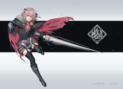 Rule 34 | 1boy, absurdres, armor, astolfo (fate), bad id, bad pixiv id, black thighhighs, braid, cape, fate/apocrypha, fate (series), full body, garter straps, gauntlets, hair between eyes, hair ribbon, harng1239, highres, holding, holding lance, holding polearm, holding weapon, lance, long hair, male focus, pink hair, polearm, ribbon, riding, single braid, solo, thighhighs, torn cape, torn clothes, trap, weapon, yellow eyes