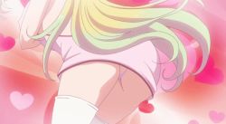 Rule 34 | 1girl, animated, animated gif, anime screenshot, arm under breasts, ass, ass shake, blonde hair, blue panties, breasts, covered erect nipples, frey (megami-ryou no ryoubo-kun), large breasts, long hair, megami-ryou no ryoubo-kun, nurse, panties, solo, thighhighs, thighs, thong, underwear, white thighhighs