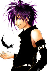 Rule 34 | armpits, belt, daisuke niwa angel, dark (character), lowres, male focus, purple eyes, purple hair, smile, yukiru sugisaki