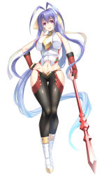 Rule 34 | 1girl, absurdly long hair, antenna hair, backless outfit, black pants, blazblue, blazblue: central fiction, blazblue variable heart, blue hair, bow, breasts, fingerless gloves, full body, gloves, hair between eyes, hair bow, halterneck, halterneck, hand on own hip, highres, holding, holding weapon, large breasts, long hair, looking at viewer, lowleg, lowleg pants, mai natsume, navel, outseal, pants, parted lips, pink eyes, revealing clothes, sideboob, smile, solo, thigh gap, very long hair, weapon, yellow bow, yuuki makoto (radiant)