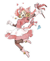 Rule 34 | 1girl, animal ears, bell, boots, cat ears, cat tail, high heel boots, high heels, highres, jingle bell, long hair, mad mew mew, magical girl, pink hair, pink heels, pink ribbon, puffy short sleeves, puffy sleeves, ribbon, short sleeves, skirt, smile, solo, tail, undertale