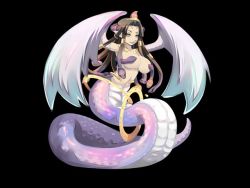 Rule 34 | 1girl, feathered wings, lamia, mon-musu quest!, mon-musu quest: paradox, monster girl, prehensile hair, saja (mon-musu quest!), shiki (psychedelic g2), wings, yellow eyes