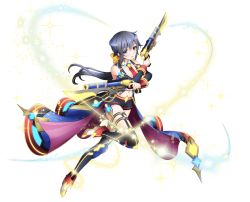 Rule 34 | 1girl, between breasts, black shorts, black thighhighs, blue eyes, blue sleeves, bow, breasts, detached collar, detached sleeves, dual wielding, floating hair, full body, game cg, garter straps, gun, hair between eyes, hair bow, high heels, holding, holding gun, holding weapon, leg up, long hair, long sleeves, low ponytail, medium breasts, midriff, necktie, necktie between breasts, official art, red necktie, saliva, short shorts, shorts, silver hair, solo, sora no kanata no dystopia x shitei, stomach, thigh strap, thighhighs, transparent background, very long hair, waist cape, weapon, yellow bow