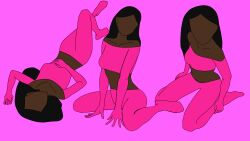 Rule 34 | 3girls, black hair, dress, highres, lying, multiple girls, non-web source, original, pink dress, seiza, sexually suggestive, sitting, spread legs