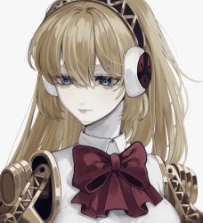 Rule 34 | 1girl, aegis (persona), alixa diane, android, blonde hair, blue eyes, boukoku no aegis, bow, hairband, headphones, highres, joints, persona, persona 3, robot joints, short hair, solo