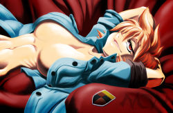 Rule 34 | blonde hair, breasts, hellsing, navel, open clothes, open shirt, red eyes, seras victoria, shirt, smile