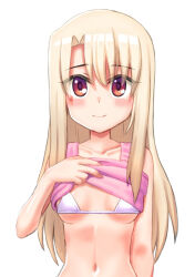 Rule 34 | closed eyes, fate/grand order, fate/kaleid liner prisma illya, fate/stay night, fate (series), highres, illyasviel von einzbern, lifting own clothes, simple background