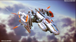 Rule 34 | 3d, air current, aircraft, artist name, blue sky, canopy (aircraft), cloud, cloudy sky, concept art, day, federation (star conflict), fighter (star conflict), flying, glowing, highres, machinery, military, military vehicle, no humans, original, outdoors, realistic, rjbonner, science fiction, sky, space ship, spacecraft, spaceship, star conflict, starfighter, thrusters, vehicle focus, visible air