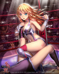 Rule 34 | 2girls, blonde hair, blue eyes, breasts, cage, choker, cleavage, clothing cutout, copyright name, dated, furyou michi ~gang road~, heart, kneehighs, leotard, long hair, multiple girls, nail polish, navel, navel cutout, o-ring, scorpion, shadowgrave, socks, tattoo, thighhighs, wrestling, wrestling outfit, wrestling ring