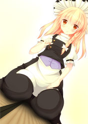 Rule 34 | 1girl, absurdres, black hat, black skirt, black vest, blonde hair, blush, brown eyes, closed mouth, commentary request, cookie (touhou), dutch angle, frilled hat, frilled sleeves, frills, full body, hat, highres, holding, kirisame marisa, lap pillow invitation, long hair, looking at viewer, mimikaki, seiza, shirt, short sleeves, sitting, skirt, smile, solo, szk, touhou, uzuki (cookie), vest, white shirt, witch hat