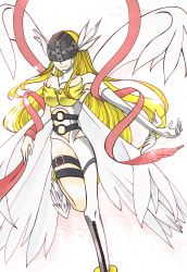 Rule 34 | absurdres, angel, angel girl, angewomon, belt, digimon, highres, long hair, mask, wings