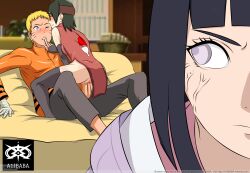 Rule 34 | 1boy, 2girls, a1ibaba, absurdres, age difference, angry, black hair, blonde hair, blue eyes, blush, boruto: naruto next generations, caught, cheating (relationship), clothed sex, cowgirl position, facial mark, finger on lips, forehead protector, glasses, highres, husband and wife, hyuuga hinata, multiple girls, naruto (series), netorare, one eye closed, stealth sex, straddling, uchiha sarada, uzumaki naruto, vaginal, whisker markings, white eyes, wink