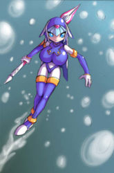 Rule 34 | android, boots, breasts, capcom, helmet, huge breasts, large breasts, fairy leviathan (mega man), mega man (series), mega man zero (series), polearm, solo, thighhighs, underwater, weapon