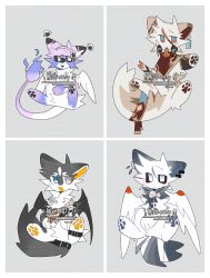 Rule 34 | angel wings, animal ear piercing, animal ears, animal focus, autumn leaves, bad bcy id, bad id, bandaged tail, belt, belt buckle, bird, black belt, black sclera, black wings, blue eyes, border, brown poncho, buckle, burning, cat, cat ears, cat tail, closed mouth, colored sclera, commission, demon wings, fire, grey background, grey eyes, heterochromia, highres, holding, holding leaf, japanese white-eye, jiegao huagao yingye ren, leaf, leg belt, light frown, mouth hold, multiple belts, no humans, open mouth, orange eyes, original, paw print, planet, planetary ring, purple fire, sample watermark, simple background, smile, tag, tail, tail belt, two-tone eyes, watermark, white border, white wings, wings