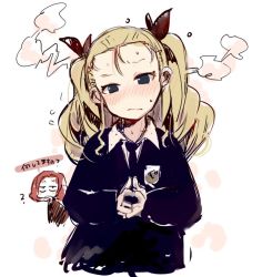 Rule 34 | 10s, 2girls, alternate hairstyle, assam (girls und panzer), blonde hair, blush, fume, girls und panzer, multiple girls, pink hair, rosehip (girls und panzer), sketch, sukima (crie), translated, twintails, wavy mouth