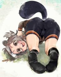 Rule 34 | 10s, 1girl, :d, american beaver (kemono friends), animal ears, antenna hair, ass, beaver ears, beaver tail, bent over, bike shorts, blush, brown eyes, brown hair, cameltoe, elbow gloves, full body, fur collar, gloves, gradient hair, grass, hair ornament, hairclip, happy, jacket, kemono friends, looking at viewer, multicolored hair, open mouth, outdoors, pantylines, round teeth, sakurai energy, short hair, skin tight, sleeveless, smile, solo, stick, sweat, tail, tail raised, teeth, thighs, top-down bottom-up, torn clothes, torn sleeves