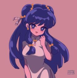 1girl chinese_clothes double_bun hair_bun long_hair purple_hair ranma_1/2 shampoo_(ranma_1/2) sidelocks