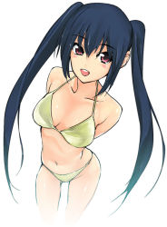 Rule 34 | 1girl, arms behind back, bikini, black hair, breasts, k-on!, large breasts, long hair, maruyama, nakano azusa, aged up, solo, swimsuit, twintails