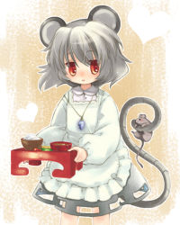 Rule 34 | 1girl, animal ears, apron, bad id, bad pixiv id, biyon, female focus, grey hair, jewelry, mouse (animal), mouse ears, mouse tail, nazrin, pendant, red eyes, short hair, solo, tail, touhou
