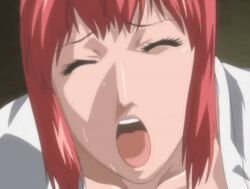 Rule 34 | 00s, 2006, animated, animated gif, bible black, bouncing breasts, breasts, large breasts, mature female, moaning, nipples, open clothes, open mouth, open robe, red hair, robe, shin bible black, short hair, sweat, takashiro hiroko