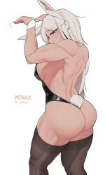 1girl ass boku_no_hero_academia breasts dark-skinned_female dark_skin large_breasts leotard long_hair mirko playboy_bunny