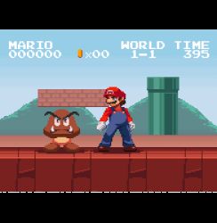 Rule 34 | 1boy, animated, animated gif, battle, block (object), combo counter, explosion, fighting, goomba, hat, jumping, kicking, mario, mario (series), migel futoshi, nintendo, overalls, punching, scoreboard, shoes, spinning, super mario bros. 1, warp pipe