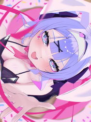 Rule 34 | 1girl, absurdres, animal ears, black leotard, blue eyes, blue hair, blurry, breasts, cleavage, depth of field, eishi kurumi, fake animal ears, hair ornament, hatsune miku, heart, heart-shaped pupils, highres, large breasts, leotard, open mouth, pantyhose, playboy bunny, rabbit ears, rabbit hole (vocaloid), reaching, reaching towards viewer, smile, solo, symbol-shaped pupils, teardrop facial mark, twintails, vocaloid, x hair ornament